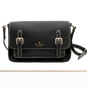 Kate Spade Essex Scout Black Crossbody Leather  Bag Buckle Detail 13"× 8"